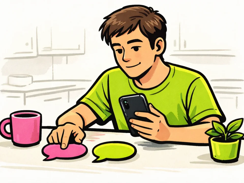 Illustratie van iemand die op een telefoon ongewenst contact op Instagram beperkt.